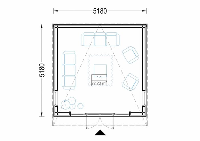 Gartenhaus EMIL (34mm + Holzverschalung ), 5x5m, 25m² – Bild 7