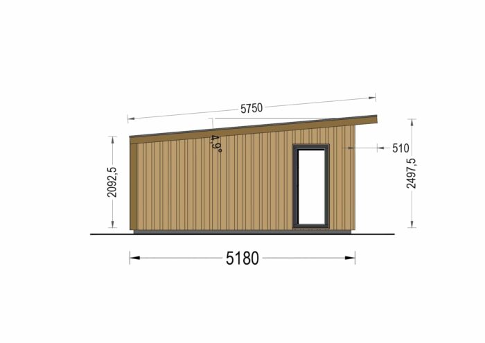 Gartenhaus EMIL (34mm + Holzverschalung ), 5x5m, 25m² – Bild 12
