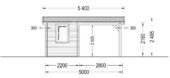 Carport aus Holz für 1 Auto mit Schuppen (44 mm), 5x6 m – Bild 2