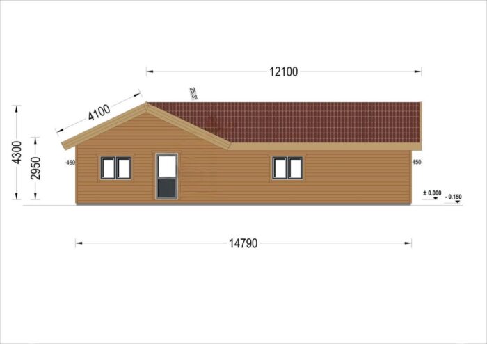 Bungalow Neusiedl (66 mm + Holzverschalung), Isoliert 129 m² – Bild 6