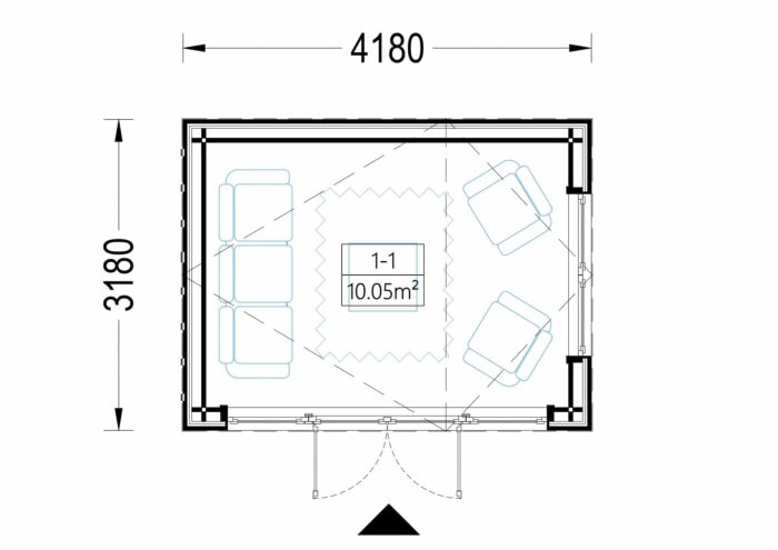 Gartenhaus ANTONIA (34 mm + Holzverschalung), 4×3 m, 12 m² – Isoliert – Bild 6