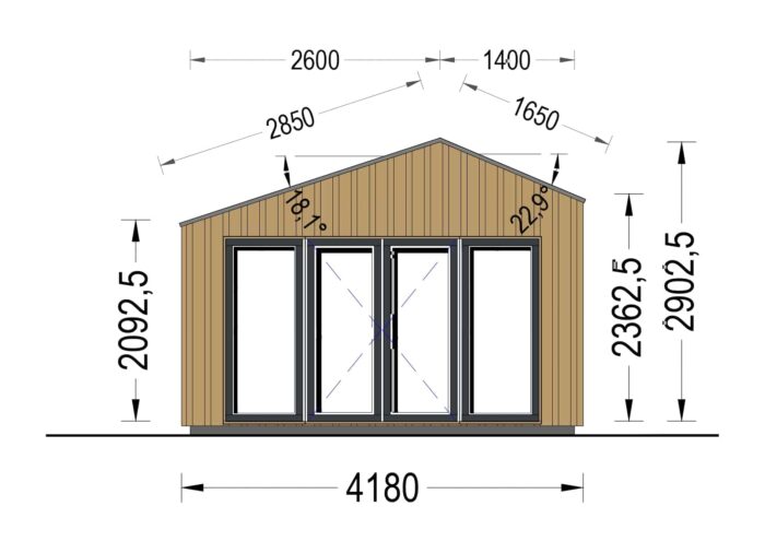 Gartenhaus ANTONIA (34 mm + Holzverschalung), 4×3 m, 12 m² – Isoliert – Bild 7