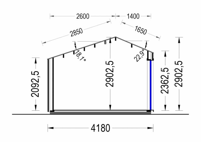 Gartenhaus ANTONIA (34 mm + Holzverschalung), 4×3 m, 12 m² – Isoliert – Bild 11