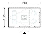 Gartenhaus ANTONIA (34mm + Holzverschalung ), 5x3m, 15m² – Bild 6