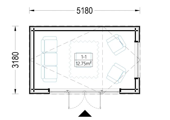 Gartenhaus ANTONIA (34mm + Holzverschalung ), 5x3m, 15m² – Bild 6
