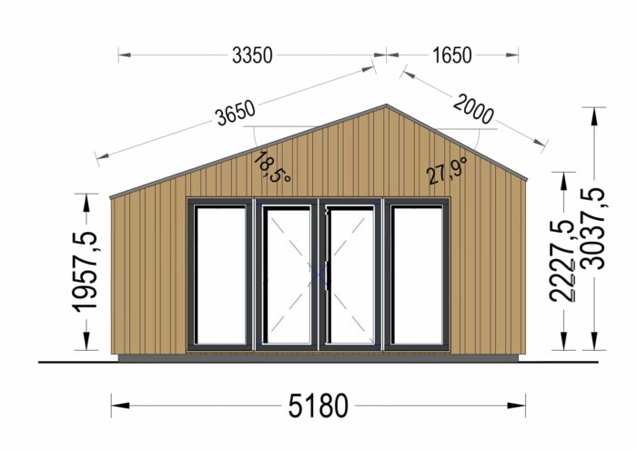 Gartenhaus ANTONIA (34mm + Holzverschalung ), 5x3m, 15m² – Bild 7