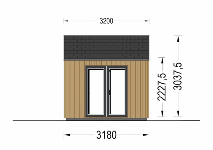 Gartenhaus ANTONIA (34mm + Holzverschalung ), 5x3m, 15m² – Bild 10
