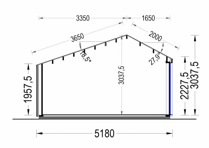 Gartenhaus ANTONIA (34mm + Holzverschalung ), 5x3m, 15m² – Bild 11