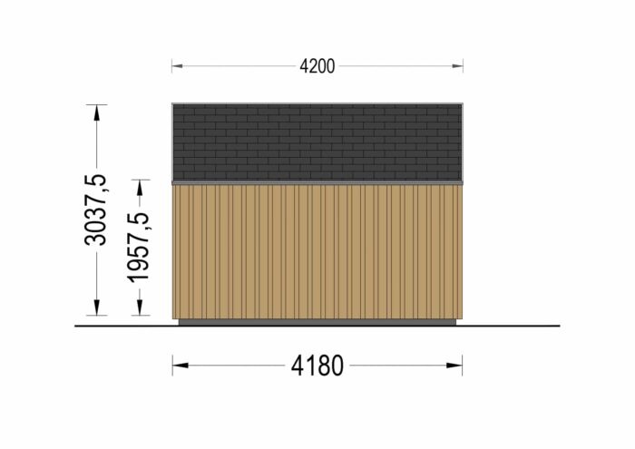 Gartenhaus ANTONIA (34 mm + Holzverschalung) – isoliert, 5×4 m, 20 m² – Bild 8