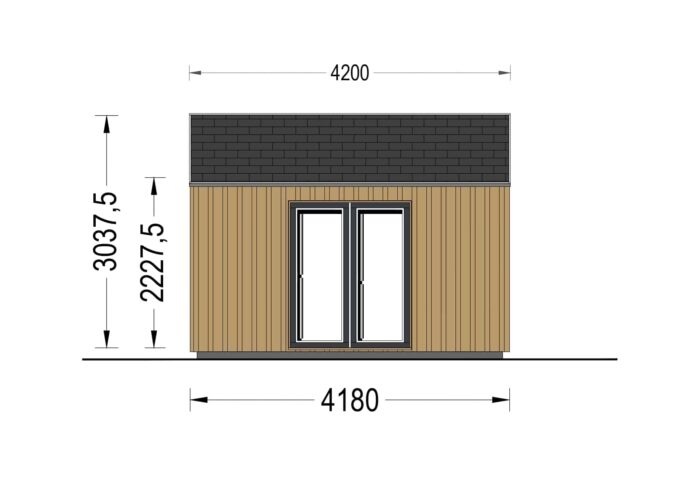 Gartenhaus ANTONIA (34 mm + Holzverschalung) – isoliert, 5×4 m, 20 m² – Bild 10