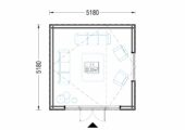 Gartenhaus ANTONIA (34mm + Holzverschalung ), 5x5m, 25m² Isoliert – Bild 7