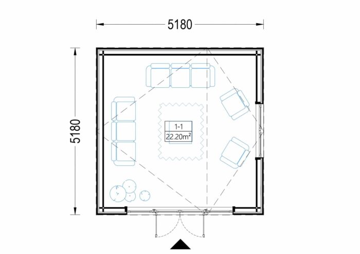Gartenhaus ANTONIA (34mm + Holzverschalung ), 5x5m, 25m² Isoliert – Bild 7