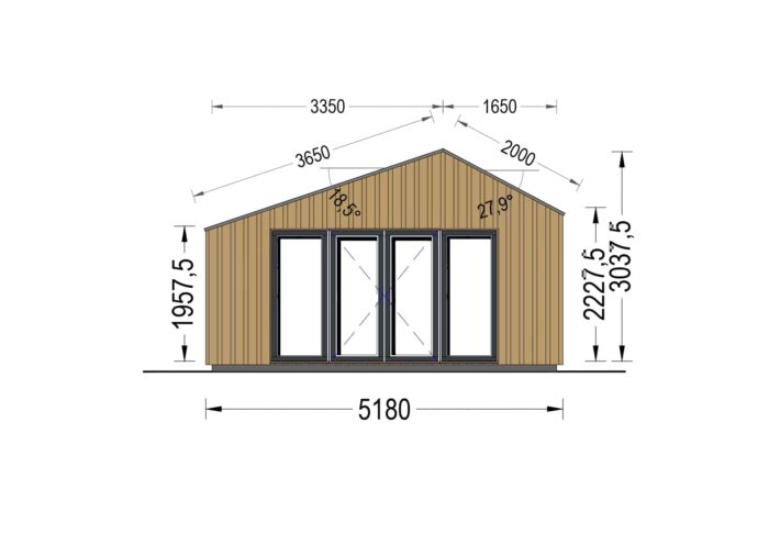 Gartenhaus ANTONIA (34mm + Holzverschalung ), 5x5m, 25m² Isoliert – Bild 8