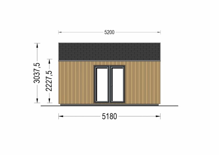 Gartenhaus ANTONIA (34mm + Holzverschalung ), 5x5m, 25m² Isoliert – Bild 11