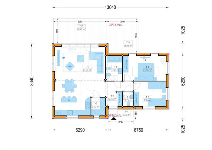 Holzhaus VALENTIN (Isoliert, 66 mm + Holzverschalung), 79 m² – Bild 2