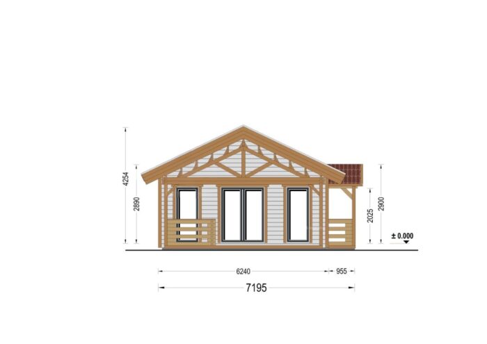 Holzhaus TRAUNSEE (Isoliert, 66 mm + Holzverschalung), 46 m² – Bild 6