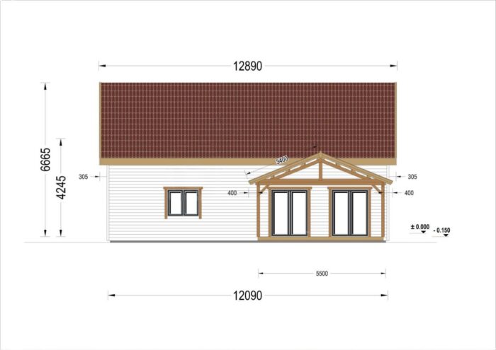 Holzhaus VERENA Isoliert, 66 mm + Holzverschalung, 110 m² – Bild 5