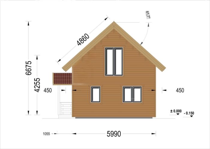 Blockbohlenhaus ERNI (66mm + Holzverschalung, Isoliert) 70 m² – Bild 7