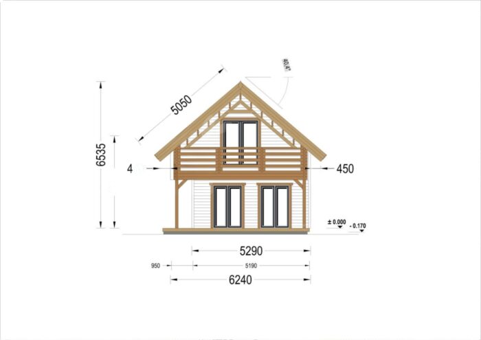 Blockbohlenhaus ANIKA Isoliert, 66 mm + Holzverschalung), 80 m² – Bild 7