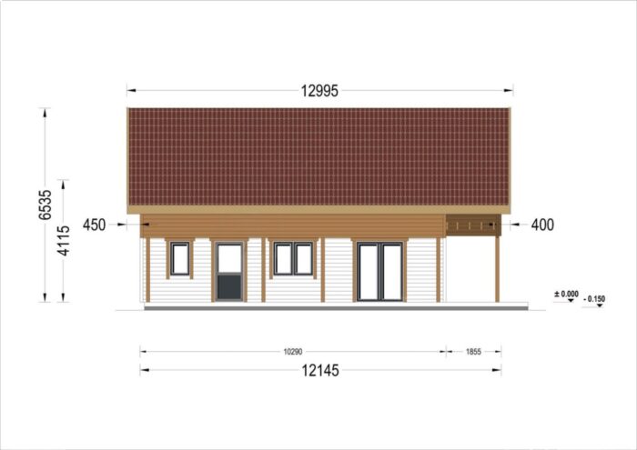 Blockbohlenhaus ANIKA Isoliert, 66 mm + Holzverschalung), 80 m² – Bild 10