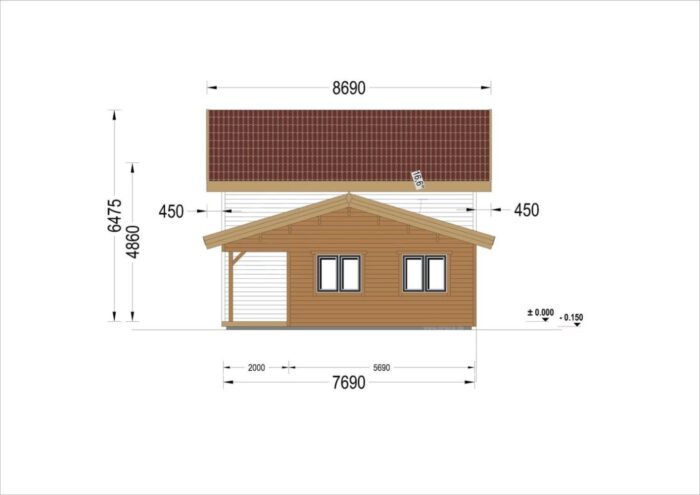 Holzwohnhaus DACHSTEIN , 66 mm + Holzverschalung), 108 m² + 13 m² Terrasse – Bild 10