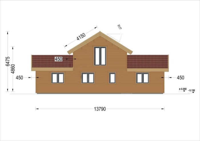 Holzwohnhaus DACHSTEIN , 66 mm + Holzverschalung), 108 m² + 13 m² Terrasse – Bild 9