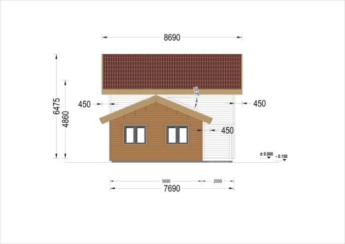Holzwohnhaus DACHSTEIN , 66 mm + Holzverschalung), 108 m² + 13 m² Terrasse – Bild 8