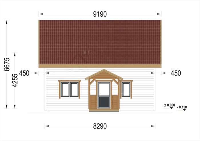 Blockbohlenhaus ERNI (66mm + Holzverschalung, Isoliert) 70 m² – Bild 4