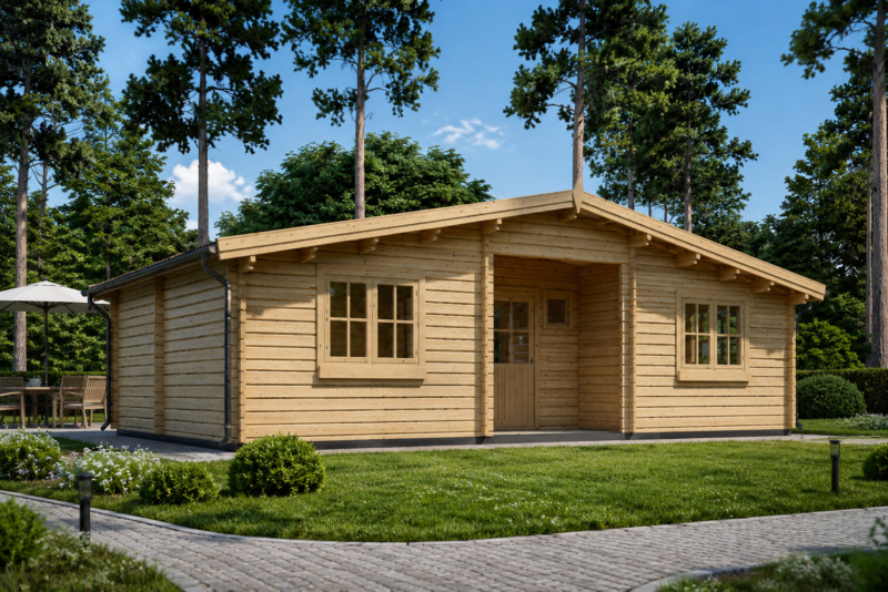 Premium Blockbohlenhaus FRITZ 44+44 mm  60 m²