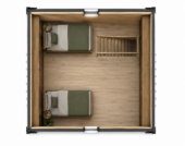 Blockbohlenhaus SASCHA 44 mm 20 m² Premium Isoliert mit Schlafboden – Bild 7