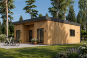 Holzhaus ULRICH Premium Isoliert mit Pultdach (66 mm + Holzverschalung) – Bild 3
