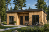 Holzhaus ULRICH Premium Isoliert mit Pultdach (66 mm + Holzverschalung)