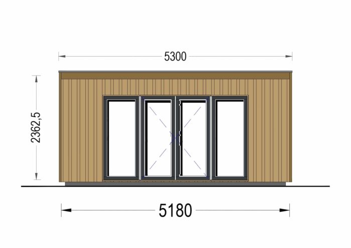 Gartenhaus EVELIN (34 mm + Holzverschalung), 5x3 m, 15 m²