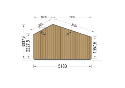 Premium Gartenhaus TONIA (34 mm + Holzverschalung), 5x5 m, 25 m²