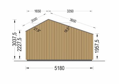 Premium Gartenhaus TONIA (34 mm + Holzverschalung), 5x4 m, 20 m²