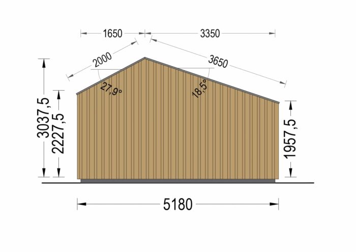 Premium Gartenhaus TONIA (34 mm + Holzverschalung), 5x4 m, 20 m²