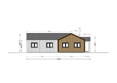 Bungalow TESSA (44 mm + Holzverschalung), 150 m²