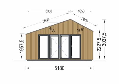 Premium Gartenhaus TONIA (34 mm + Holzverschalung), 5x4 m, 20 m²