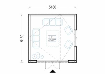 Premium Gartenhaus TONIA (34 mm + Holzverschalung), 5x5 m, 25 m²