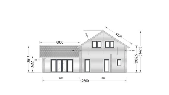 Premium Holzhaus DARLA (44+44 mm), 180 m²