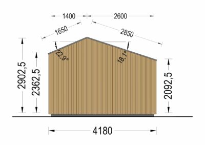 Premium Gartenhaus TONIA (34 mm + Holzverschalung), 4x3 m, 12 m²