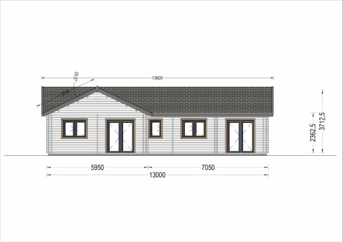 Blockbohlenhaus PAULA (44+44 mm ), 129 m²