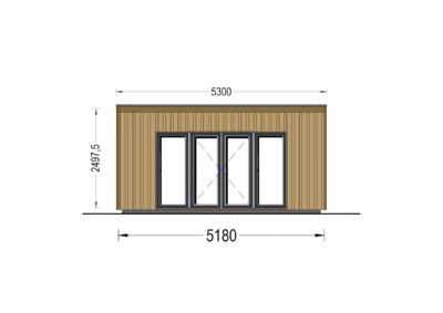 Gartenhaus EVELIN (34 mm + Holzverschalung), 5x5 m, 25 m²