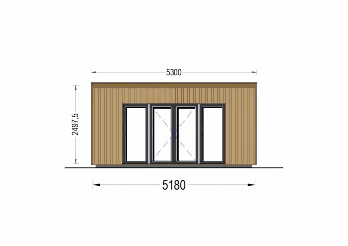 Gartenhaus EVELIN (34 mm + Holzverschalung), 5x5 m, 25 m²