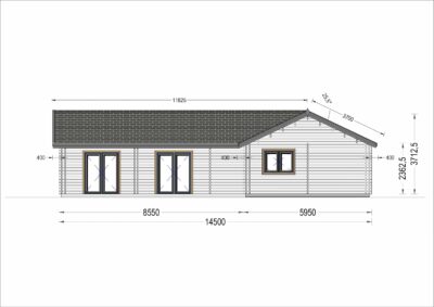 Blockbohlenhaus PAULA (44+44 mm ), 129 m²