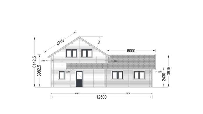 Premium Holzhaus DARLA (44+44 mm), 180 m²