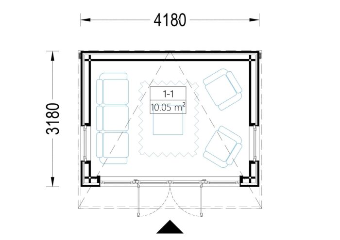 Gartenhaus EVELIN (34 mm + Holzverschalung), 4x3 m, 12 m²