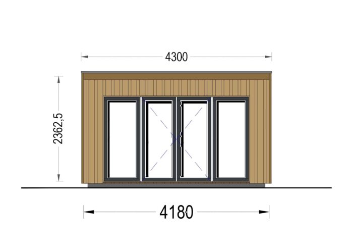 Gartenhaus EVELIN (34 mm + Holzverschalung), 4x3 m, 12 m²