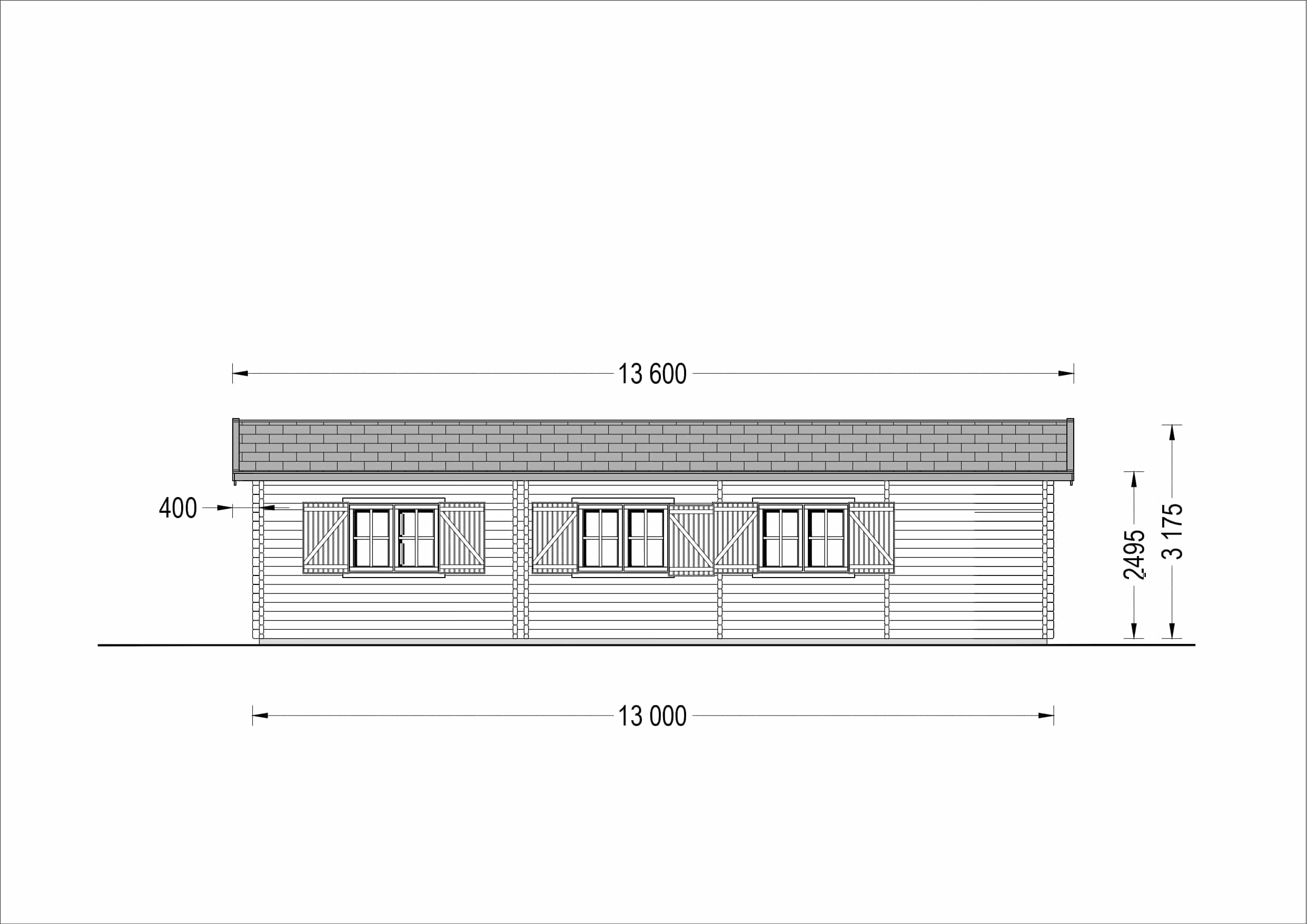 Blockbohlenhaus BERTA (44 + 44 mm) 105 m²