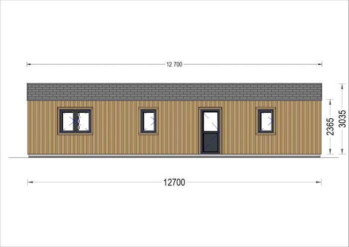 Holzhaus NICOLE M (44 mm + Holzverschalung), 12.7x6.2 m, 78 m²